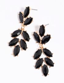 Black Stone and Leaf Drop Earrings Jewel near me Jewelery Lovisa at Lovisa